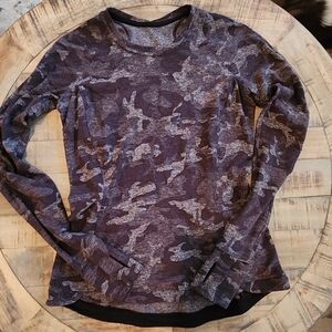 Lululemon Runderful Long Sleeve Incognito Camo HTR Black